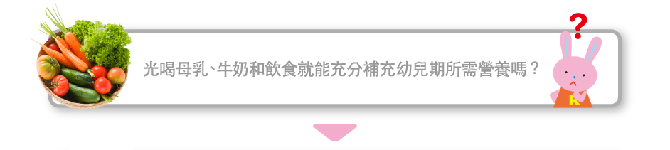 光喝母乳、牛?和飲食就能充分補充幼兒期所需營養?？