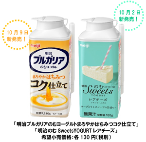 写真：「明治ブルガリアのむヨーグルト」シリーズの商品パッケージ