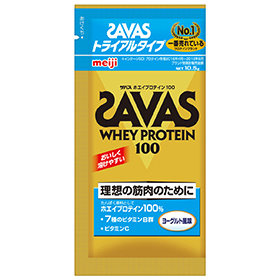 写真：ザバス ホエイプロテイン100 ヨーグルト風味 トライアルタイプの商品パッケージ