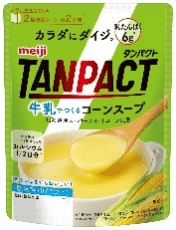 写真：「明治 TANPACT 牛乳でつくるコーンスープ」の商品パッケージ