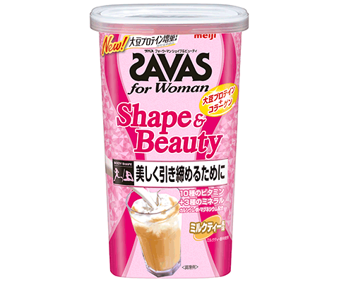 写真：ザバス フォーウーマン シェイプ＆ビューティ ミルクティー風味の商品パッケージ