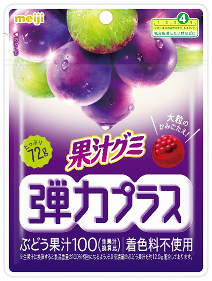画像：「果汁グミ弾力プラスぶどう」（72g）の商品パッケージ