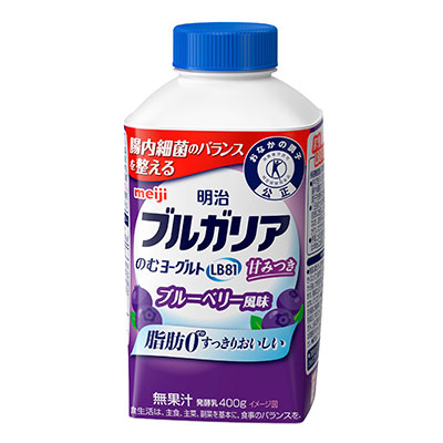 画像：「明治ブルガリアのむヨーグルトLB81 ブルーベリー風味」（400g）の商品パッケージ