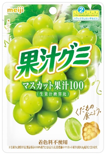 画像：「果汁グミマスカット」（54g）の商品パッケージ