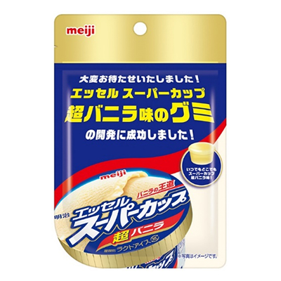 画像：エッセルスーパーカップ超バニラ味グミの商品パッケージ