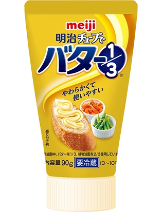 写真: 明治チューブでバター１/３ 90g の商品パッケージ