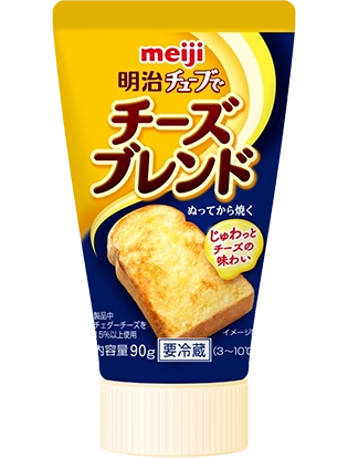 写真: 明治チューブでチーズブレンド90g の商品パッケージ