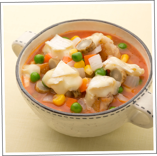 ゴロゴロ野菜のチーズミネストローネ