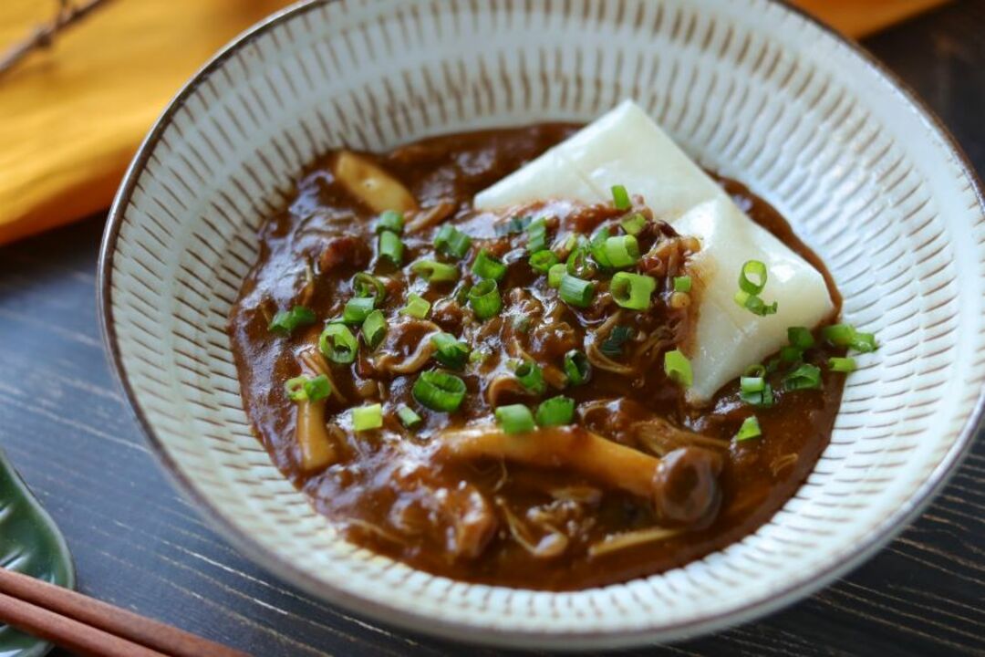 きのこの餡かけカレー餅
