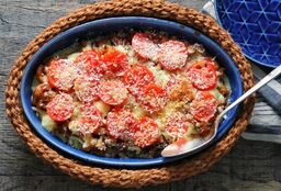 トマトとポテトのカレーグラタン