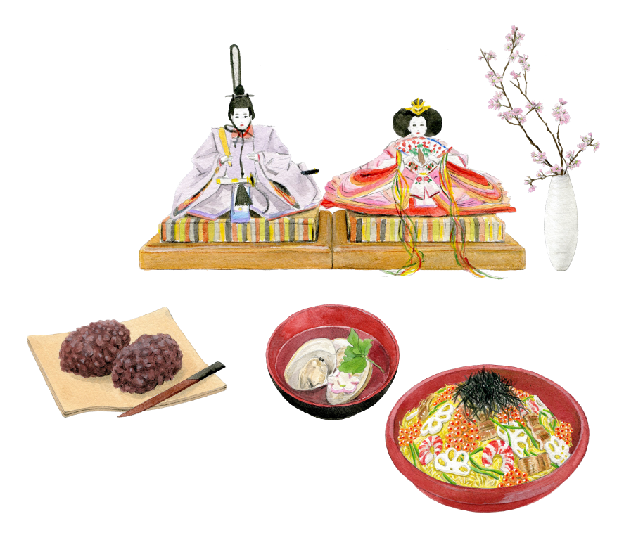 ひな祭り/ぼたもち/ちらしずし、はまぐりのお吸い物
