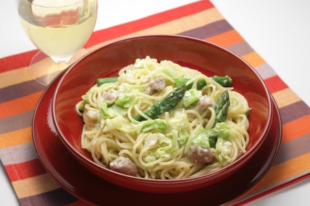カマンベールの野菜パスタ