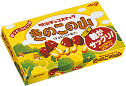 軸がサックリの文字が入った「きのこの山」発売