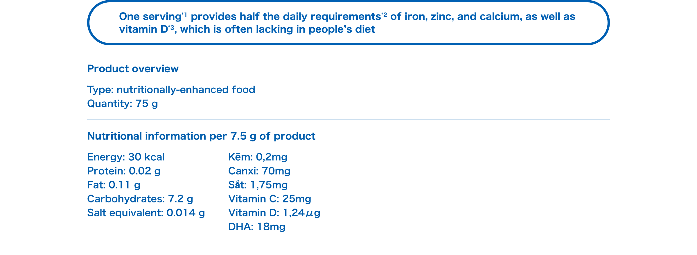 One serving*1 provides half the daily requirements*2 of iron, zinc, and calcium, as well as vitamin D*3, which is often lacking in people’s diet