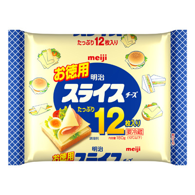 写真:明治お徳用スライスチーズ12枚入り 180g