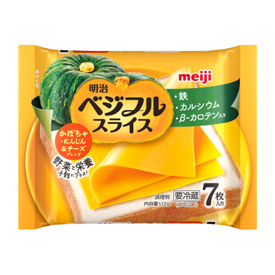 写真:明治ベジフルスライス かぼちゃ・にんじん&チーズブレンド7枚入り 112g