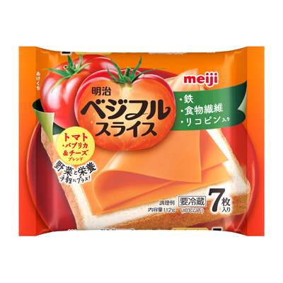 写真:明治ベジフルスライス トマト・パプリカ&チーズブレンド7枚入り 112g