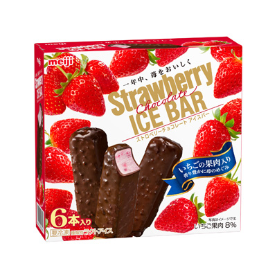 写真:明治 ストロベリーチョコレートアイスバー 47ml × 6本