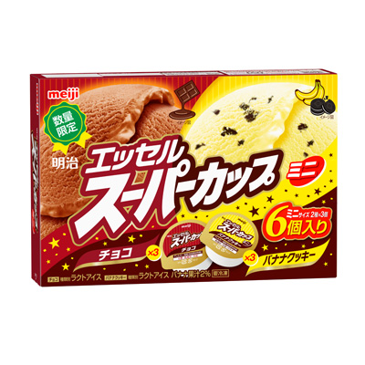 写真:明治 エッセル スーパーカップミニ バナナクッキー・チョコ 80ml × 2種 × 各3個