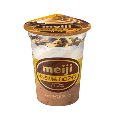 写真:明治 キャラメル＆チョコアイス パフェ 185ml