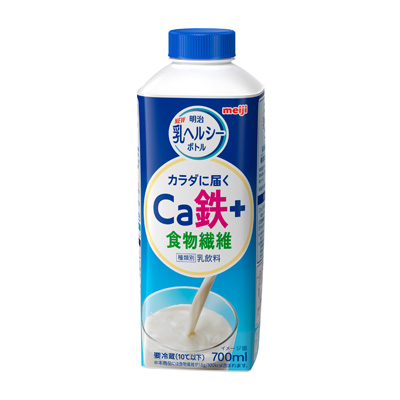 写真:明治乳ヘルシーボトル カラダに届くCa鉄＋食物繊維 700ml
