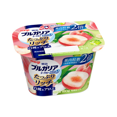 写真:明治ブルガリアヨーグルト脂肪0 たっぷりリッチ 白桃＆アロエ 180g