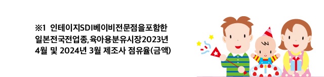 ※1 인테이지 SDI 베이비 전문점을 포함한 일본 전국 전업종, 육아용 분유 시장 2023년 4월 및 2024년 3월 제조사 점유율(금액)