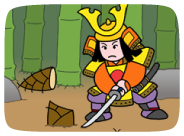 竹の子を切る武者人形